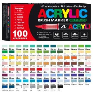 1-120 colori GuangNa Set Pennarelli per vernice acrilica Pennarelli per vernice con punta a pennello per pittura su roccia Regalo di festival Pennarelli artistici fai da te 1
