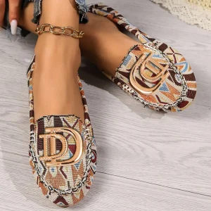 Mocassini da donna slip-on con decorazioni di lusso Mocassini da guida Scarpe da barca Design in pelle scamosciata sintetica Moda piatta Comodi sandali casual Mocassino sexy 1