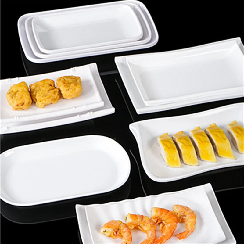 Piatti creativi in melamina bianca Vassoi per pasti dell'hotel Snack Barbecue Piatti da portata per frutta Piatto base per la cena per la decorazione della tavola 4