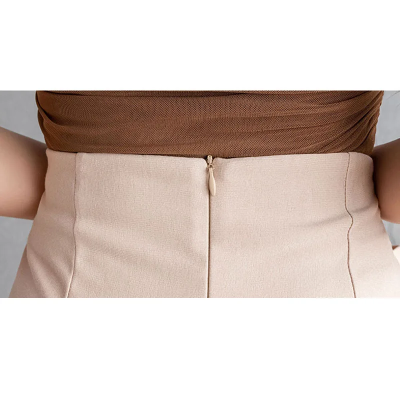 2025 Gonne corte da donna sexy estive Moda a vita alta Matita Office Lady Gonne nere eleganti e morbide per le donne Faldas D33 5