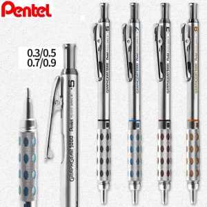 Giappone Pentel Graphgear 1000 Matita meccanica in metallo 0.3/0.5/0.7/0.9MM Centro di gravità basso Attività di disegno Penne Arte di cancelleria 1