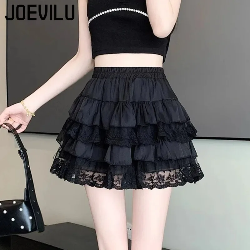 Gonna tutù in pizzo gotico Elastico sexy in pizzo Mini gonne in tulle Party Club Ballerino Indossare fondo nero High Street Y2k Abbigliamento donna 5