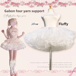 Gonna maglione Sweet Lolita 35 cm di lunghezza corta per un look carino, sottoveste in morbido tulle a 4 strati, supporto disossato per stile Kawaii 1