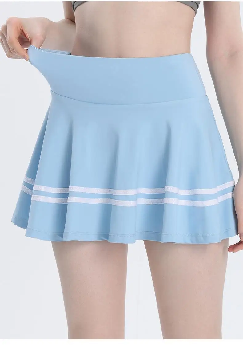 Pantaloni da yoga a vita alta Gonna sportiva ad asciugatura rapida Corsa Fitness Palestra Gonne corte Gonne a linea Stile casual ed elegante 2