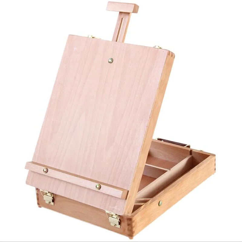 Grande scatola portatile in legno per pittura a olio, blocco schizzi, cavalletto, schizzo, tavolo da disegno, cassetta degli attrezzi per pittura, scatola di immagazzinaggio per pittura per artista 2