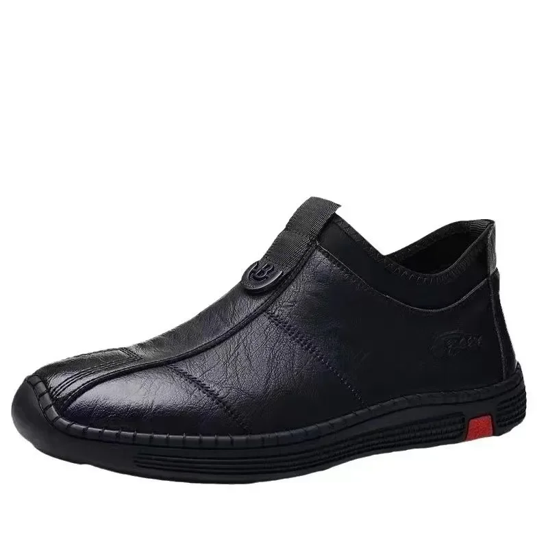 Scarpe casual in pelle da uomo Leggere antiscivolo Fondo morbido Slip-On Foderate in pile Calde scarpe slip-on da guida Traspiranti estive 5