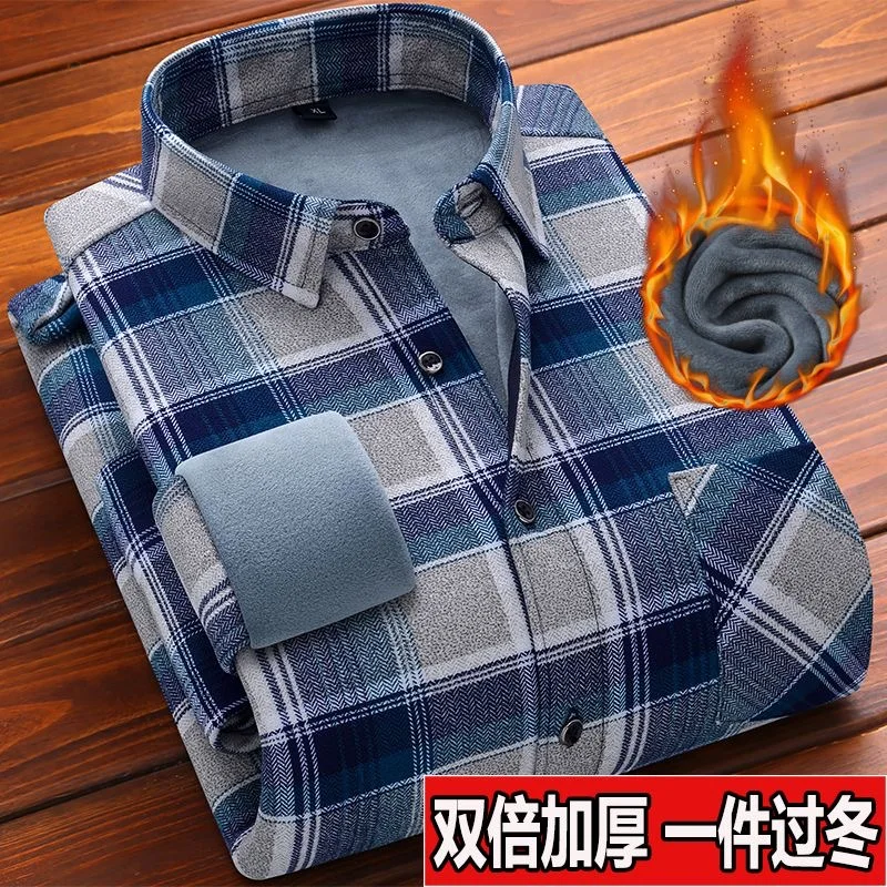 Camicia a quadri calda ispessita vintage americana di tendenza della moda autunno/inverno Camicia a maniche lunghe allentata di grandi dimensioni da uomo di alta qualità 3