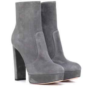 Stivaletti in pelle scamosciata da donna Tacco alto grosso con piattaforma Cerniera laterale Elegante scarpa autunno/inverno Alla moda e confortevole 1