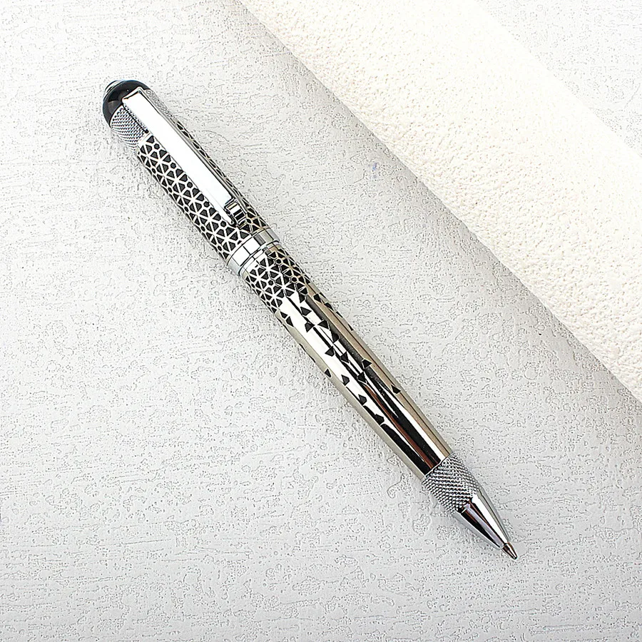 Penna a sfera in metallo, penna per firma retrattile con custodia in metallo stile stemma inchiostro blu punta media 0,7 mm 1