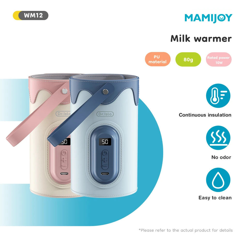 MAMIJOY Scaldabiberon Pu Shell No Odor Display a LED 50-85mm Calibro regolabile Tpye-c Borsa termica per biberon di ricarica WM12 1