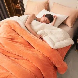 Coperta super morbida in lana d'agnello imitazione Autunno Inverno Coperte doppia regina Comoda coperta per divano in pile di latte di alta qualità 1