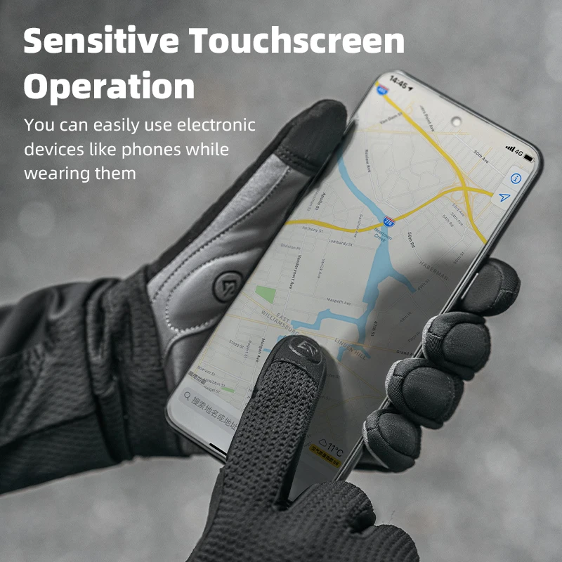 ROCKBROS Guanti da bicicletta Tessuto lavorato a maglia Guanti da bici traspiranti con dita intere Schermo antiscivolo Touch Guanti da ciclismo per sport su strada MTB 2