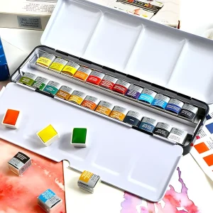 Winsor & Newton Cotman Pittura ad acquerello di alta qualità 24 colori Half-Pan Artista Studente d'arte Set di colori per schizzi speciali 1