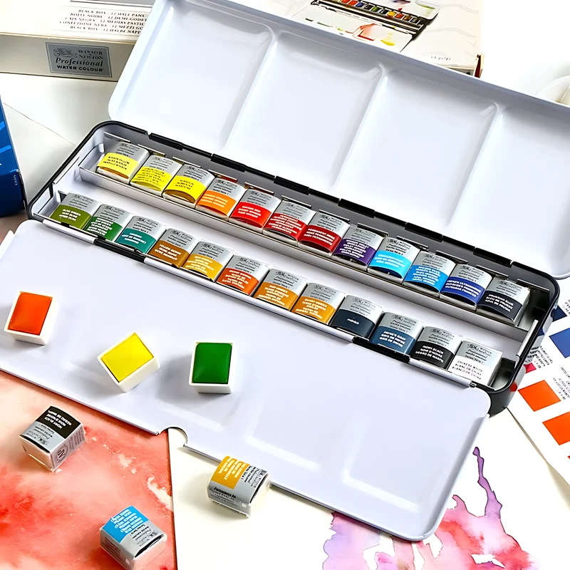 Winsor & Newton Cotman Pittura ad acquerello di alta qualità 24 colori Half-Pan Artista Studente d'arte Set di colori per schizzi speciali 1