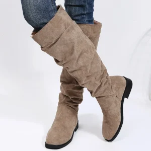 BCEBYL Autunno e Inverno Moda Nuovo Sexy di Colore Solido Caldo Punta Rotonda Fondo Spesso Tacco Basso Comodi Stivali da Donna Botas Mujer 1