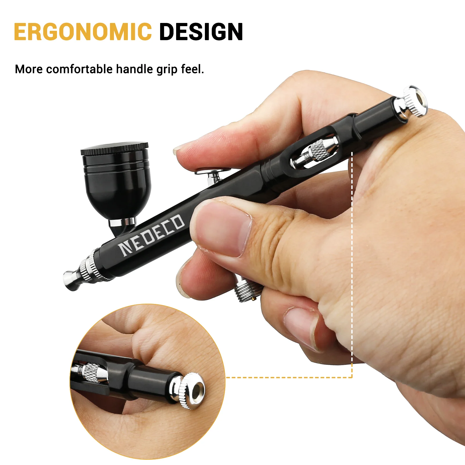 Kit aerografo Neoeco 30PSI, set aerografo portatile multifunzione a doppia azione, compressore che riduce il rumore per dipingere modello di torta 4