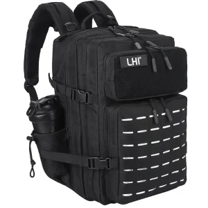 Zaino tattico LHI 45L da uomo Black Spotrs Atleta Borsa da palestra Zaino da campeggio per escursionismo Zaino da assalto militare con portabottiglie 1