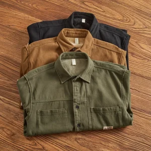 Cappotto per camicia spessa in pile invernale giacca da uomo in denim casual a maniche lunghe con carico pesante retrò americano trend 1