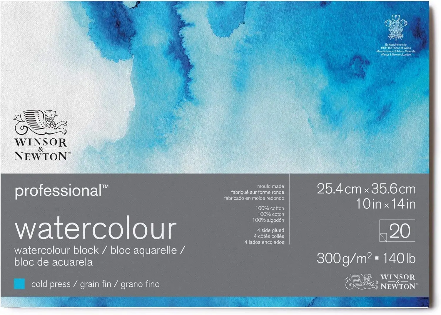 Blocco di carta professionale per acquerello Winsor & Newton, 10" x 14", pressato a freddo, pressato a caldo, grezzo 2