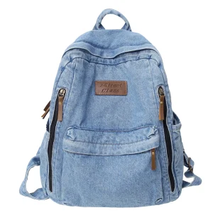 Zaini moda denim per la scuola Trend Student Jeans Bag Multi tasche Zaino di grande capacità Mochila De Escola Feminina 2023 1