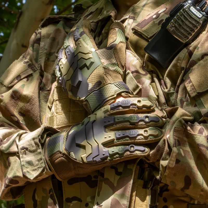 Guanti tattici touch screen da esterno Guanti da ciclismo per moto Sport Arrampicata Caccia Guanti a dita intere Guanti da uomo 3