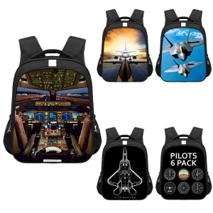 Zaino per simulatore di volo da 6 pezzi per piloti Zaino per aereo da combattimento Borse da scuola per bambini per zaino per laptop per adolescenti Borsa per libri da viaggio 1