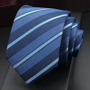 Abito da uomo d'affari di alta qualità 100% seta di gelso cravatta fatta a mano da sposa abito in twill blu jacquard 8 cm cravatta da lavoro cravatta maschile 1