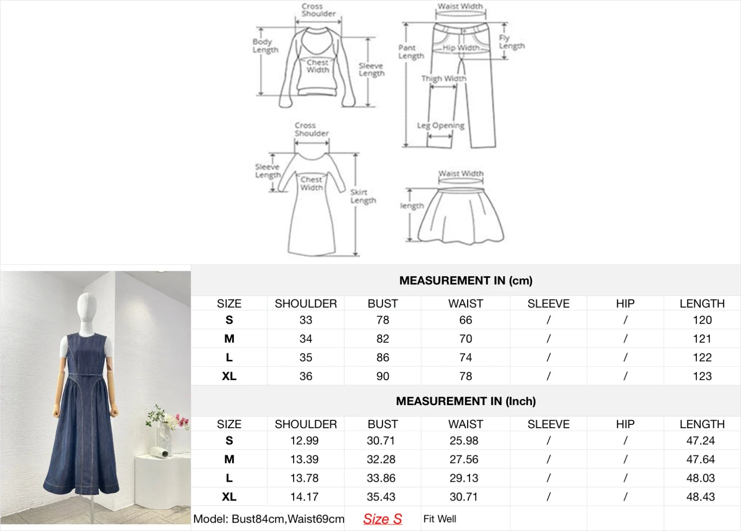 Vacanze autunnali Nuove donne eleganti Abiti da donna Blu navy Jeans denim Abito longuette senza maniche per l'uso quotidiano 4