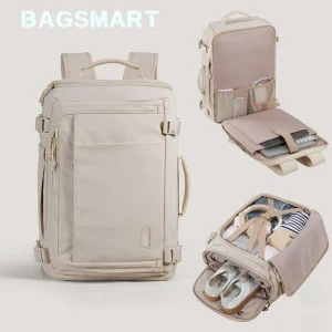 BAGSMART Zaino da viaggio Zaino a compressione sottovuoto di grande capacità da donna Borsa per laptop da 15,6 pollici Impermeabile Espandi Zaini da uomo 1