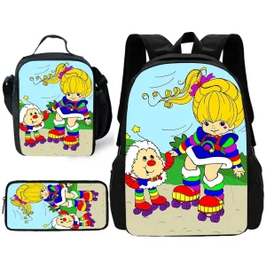 Zaino per bambini, simpatico cartone animato R-Rainbows B-Brite con borse per il pranzo, borse per matite, borse per la scuola per ragazzi e ragazze, miglior regalo 1