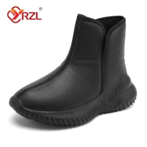 YRZL stivali neri invernali da uomo 2024 stivali da uomo in peluche caldi stivali in cotone leggero antiscivolo scarpe invernali comode da uomo 1
