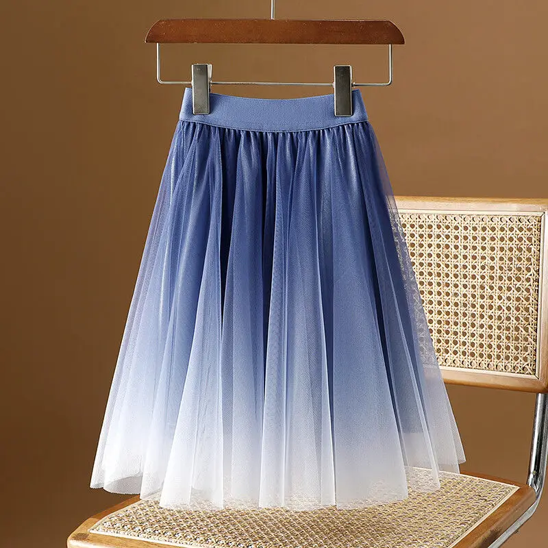 2024 elegante moda Harajuku Slim Fit abbigliamento femminile sciolto Casual sudore tutto abbinato gonna a trapezio gonna corta sfumata a vita alta 3