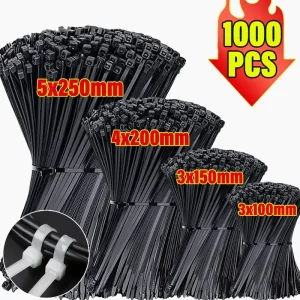 1000/100 pz fascette in Nylon fascette autobloccanti cinghie cavi regolabili fissaggio morsetto in plastica fascetta fermacravatta in filo resistente al calore 1