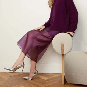 Gonne a rete nere alla moda per le donne Design a doppio strato Prospettiva sexy Gonna a vita alta con spacco femminile Sottile allentato Nuova estate 1