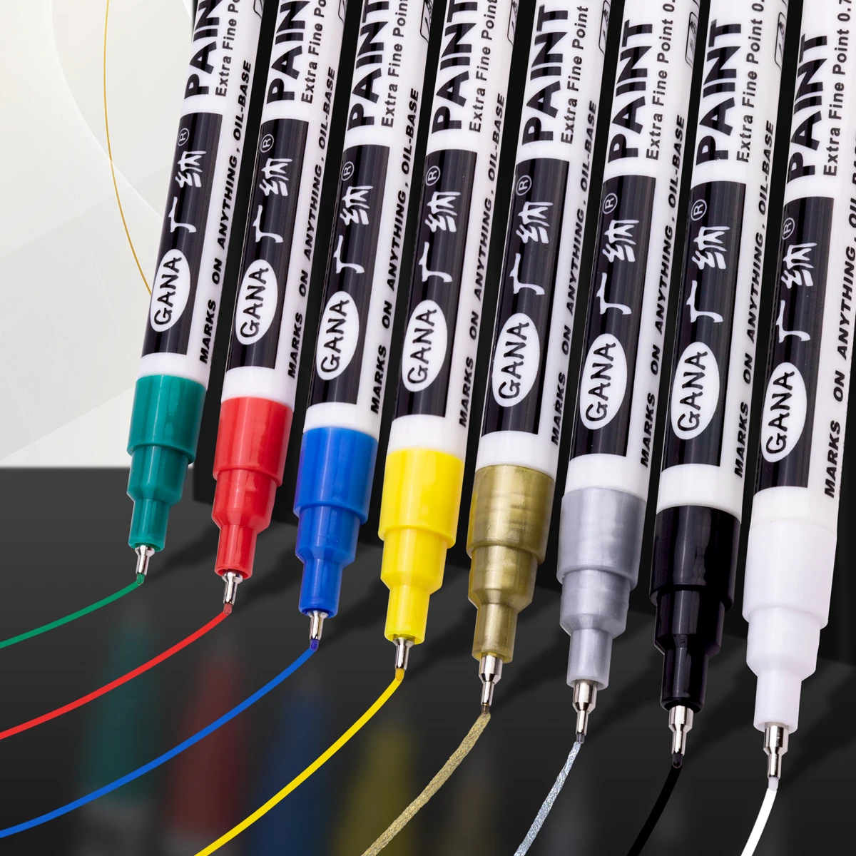 Set di penne a vernice permanente per pittura su roccia, pietra, ceramica, vetro, legno, tela Pennarelli per vernice acrilica da 0,7 mm Punta extra fine 3