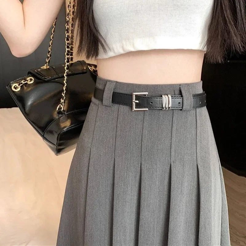 2025 Donne di estate Concise Moda JK Gonne Lady Comodo Slim Fit Abito medio-lungo Ragazze Coreano Quotidiano A-line Gonne a pieghe 2