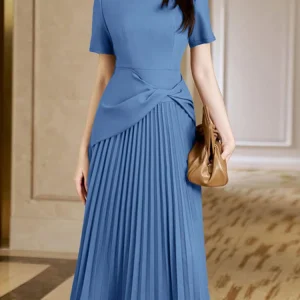 ZANZEA Abiti eleganti da lavoro per ufficio 2025 Abito estivo da donna Collo quadrato Vestito estivo da festa Moda Manica corta Abiti a pieghe Robe 1