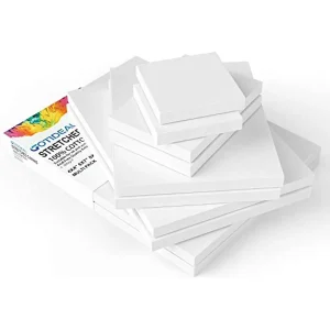 Set di 4, 4x4"/8x12"/16x16"/12x20" 100% cotone bianco tela per artisti per dipingere acrilica versare pittura a olio media artistiche asciutte e bagnate 1
