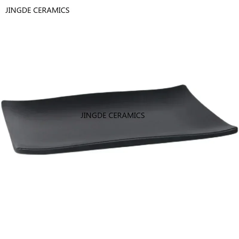 Piatto in melamina nera piatto per Barbecue in plastica posate commerciali piatti per la cena da cucina non facilmente rotti accessori per la tavola 6