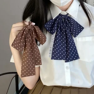 Papillon JK uniforme stile dolce Cravatta colorata a pois da donna per camicie Abito scolastico Lolita Colletto bowknot per festa di nozze 1