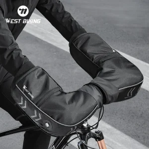 WEST BIKING guanti da manubrio per bicicletta con tappi guanti invernali antivento caldi in pile polare da 3M in cotone per abbigliamento sportivo termico MTB 1
