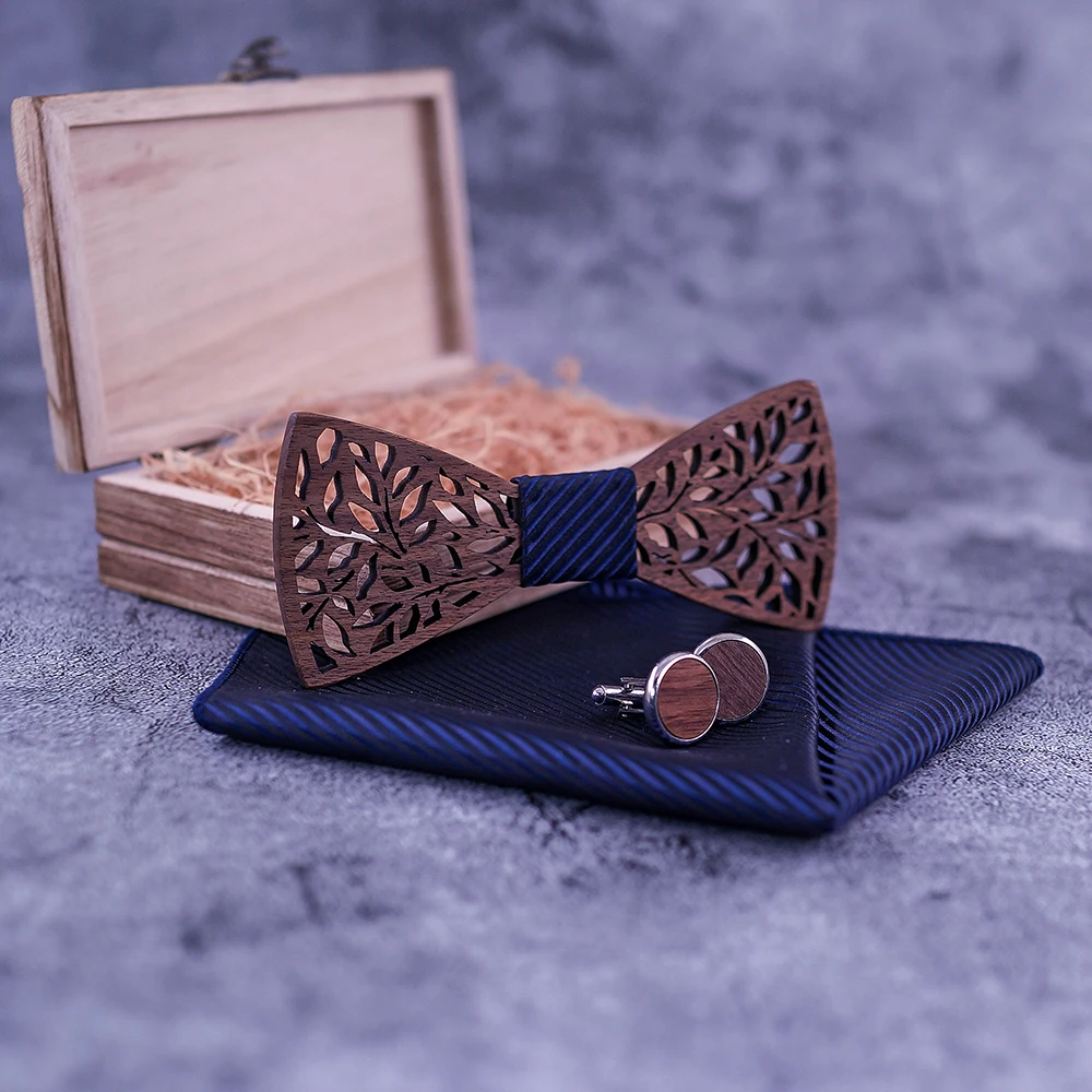 4 pezzi papillon Set uomo papillon e fazzoletto gemelli fazzoletto cravatta per la festa di nozze d'affari Hombre regalo di natale 3