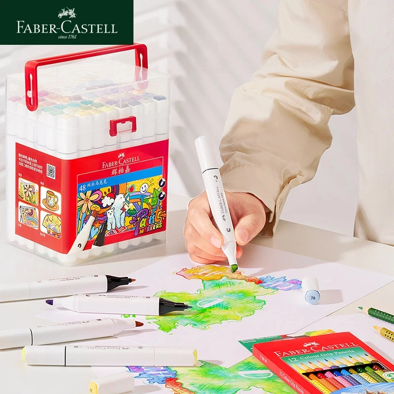 Faber-Castell pennarello oleoso a doppia estremità facile da colorare ceramica dipinta a mano impermeabile fai da te/Graffiti 36/48 colori in scatola 3