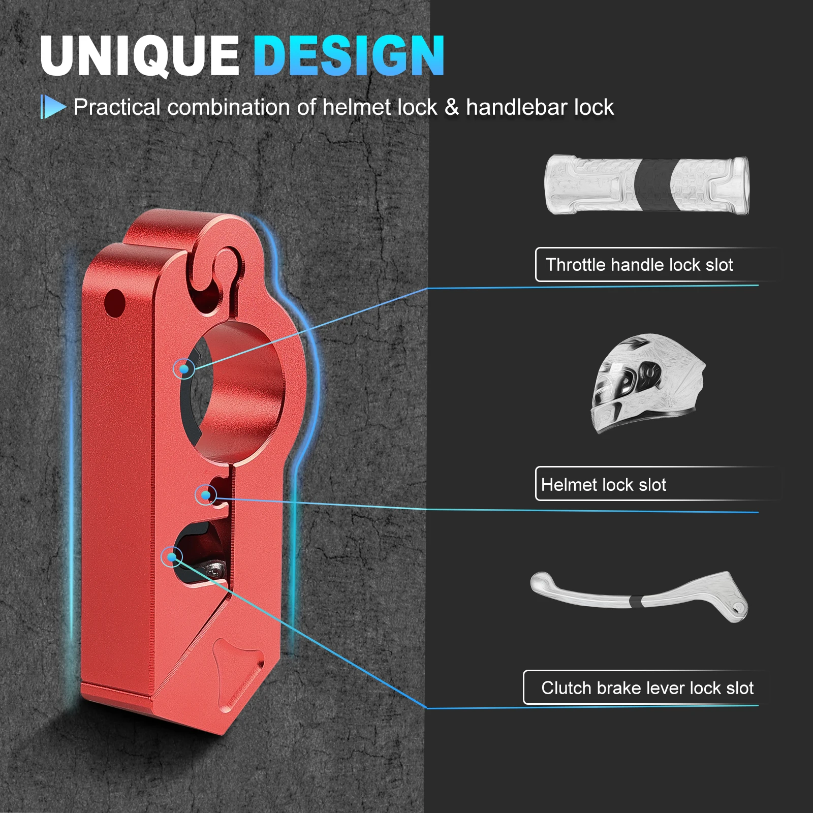 Blocco manubrio moto Blocco casco moto Blocco freno Blocco impugnatura antifurto Combo attrezzatura di sicurezza per bicicletta regolabile 3