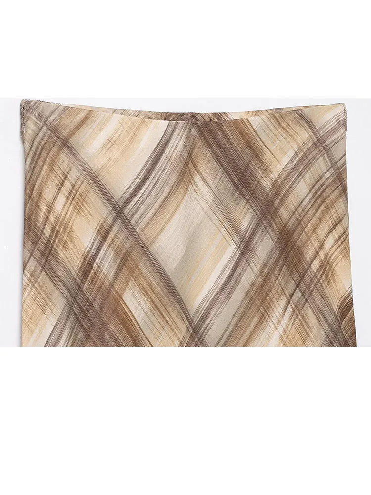 HH Nuova Donna Estate Moda Beach Party Rombo Modello scozzese Struttura in seta Gonna lunga Gonna elegante casual stile street femminile 5