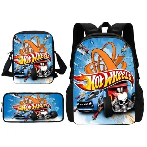 Zaino per auto Hot Wheels per cartoni animati per la scuola dei bambini con borsa a tracolla Borse per matite Borse da scuola per ragazzi e ragazze Miglior regalo 1