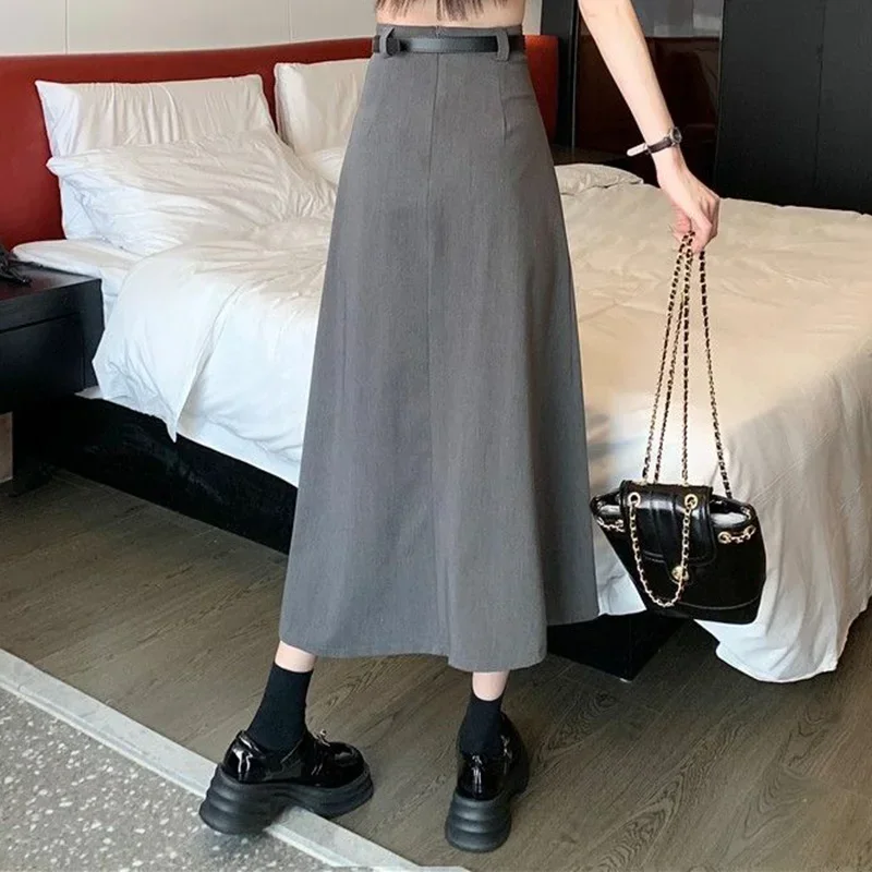 2025 Donne di estate Concise Moda JK Gonne Lady Comodo Slim Fit Abito medio-lungo Ragazze Coreano Quotidiano A-line Gonne a pieghe 3