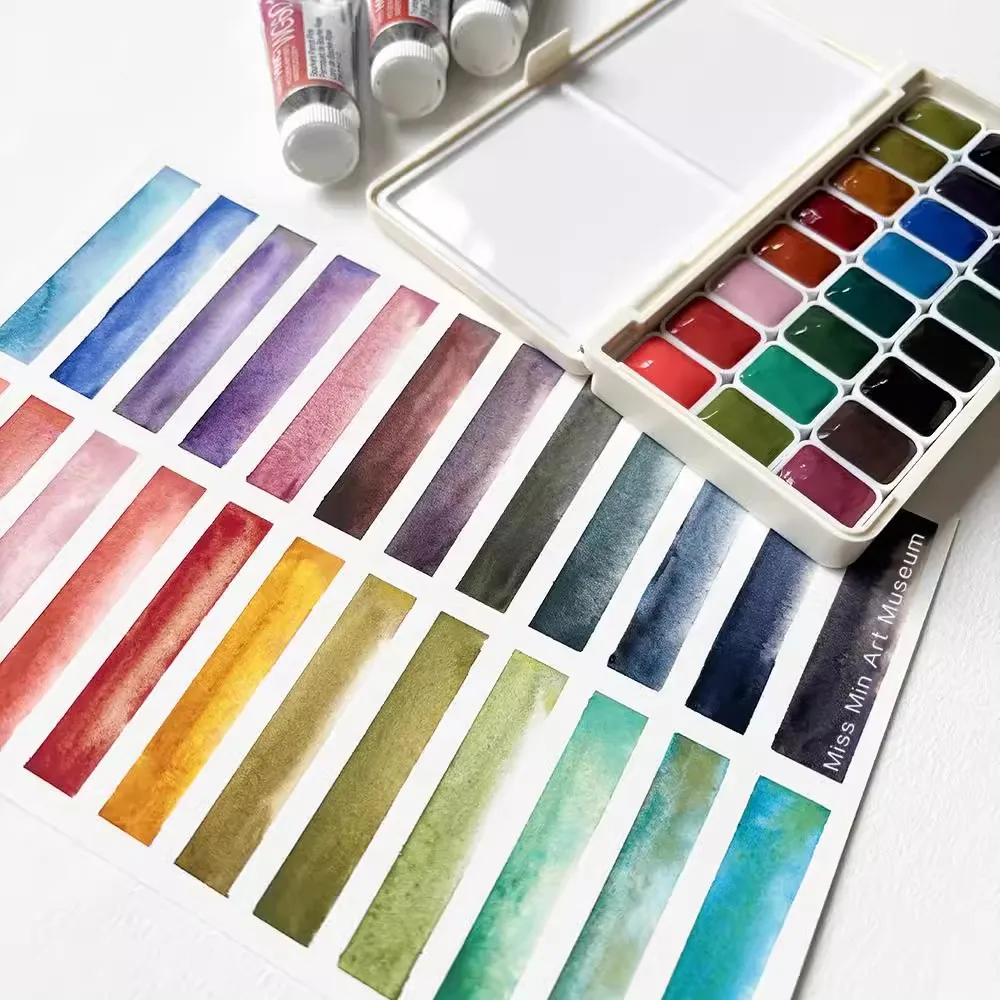 Colori granulanti per acquerello per artisti Holbein 24 colori 1 ml HWC Acuarela trasparente Forniture per pigmenti professionali 3