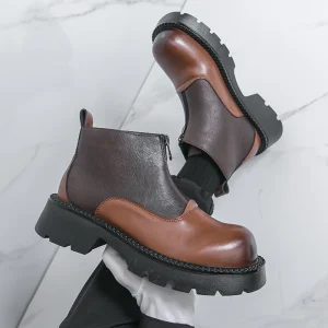 Stivaletti da uomo d'affari di nuovo arrivo Stivaletti eleganti con punta tonda Scarpe alte in pelle britanniche Slip-On Stivali Chelsea da uomo casual Botas 1