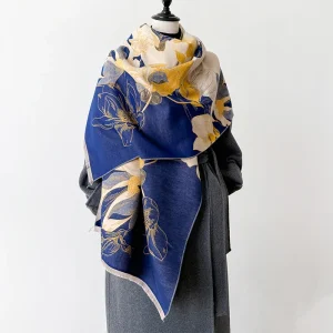 Nuovo 2024 di Marca di Lusso Elegante Lotus Design Delle Donne di Inverno Sciarpa di Cachemire di Spessore Caldo Scialle Avvolge Pashmina Morbido Della Signora Fazzoletto Da Collo 1